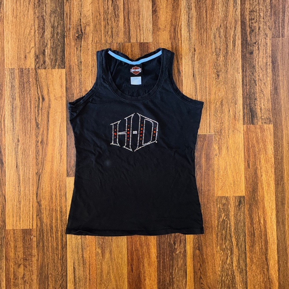 Harley-Davidson Barnett El Paso TX Rhinestone Logo Tank Top Black Sleeveless
